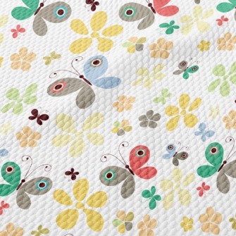 Summer Colorful Floral Butterf Birdseye Piqué