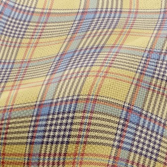 Yellow And Blue Plaid Pattern Performance Linen