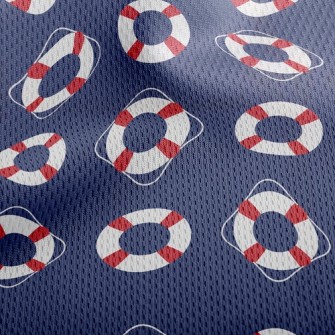 Red And White Lifebuoy Athletic Mesh Flat Back