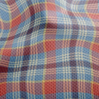 Red And Blue Plaid Pattern Athletic Mesh Flat Back