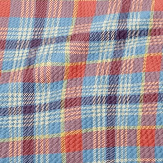 Red And Blue Plaid Pattern Birdseye Piqué