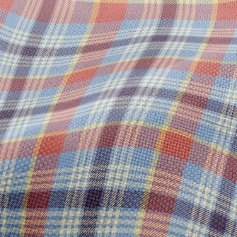 Red And Blue Plaid Pattern Performance Linen