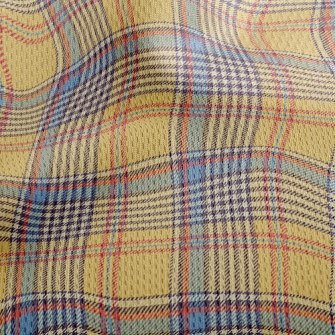Yellow And Blue Plaid Pattern Athletic Mesh Flat Back