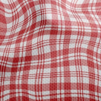 Red Striped Checkered Athletic Mesh Flat Back