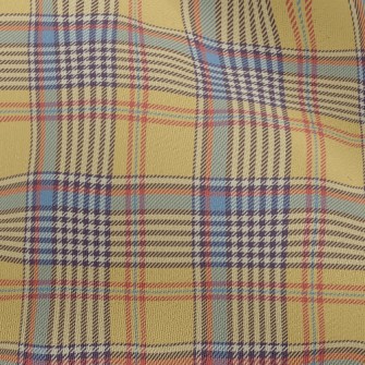 Yellow And Blue Plaid Pattern Chiffon
