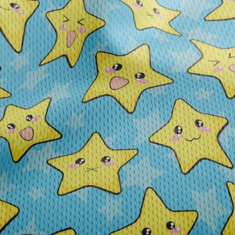 Cute Emoticon Star Athletic Mesh Flat Back