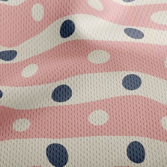 Polka Dot Horizontal Stripes Athletic Mesh Flat Back