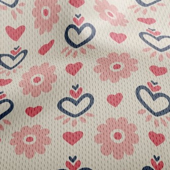 Love Pink Flower Athletic Mesh Flat Back