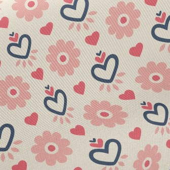 Love Pink Flower Twill