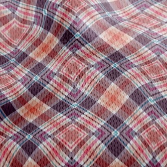 Multi-Level Plaid Athletic Mesh Flat Back