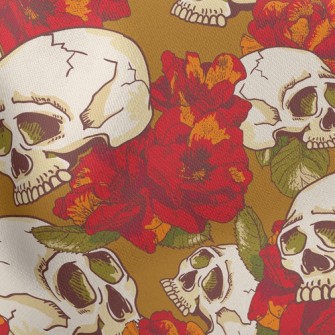 Red Flower Skull Stretch Ponte