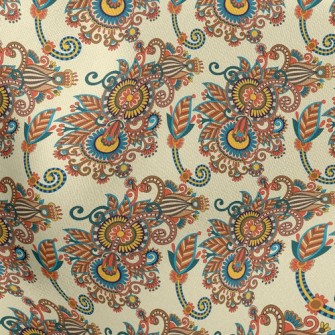 Bright Damask Flowers Stretch Ponte