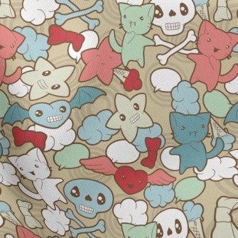 Doodle Cat Skull Stretch Ponte