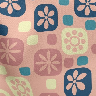 Pink Square Flowers Stretch Ponte