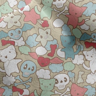 Doodle Cat Skull Micro Fleece