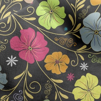 Colored Flowers On Black Backg Micro Fleece
