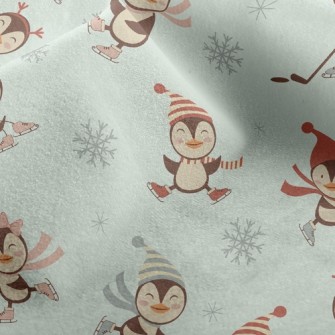 Ice Skating Penguin Micro Fleece