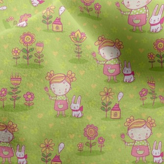 Little Girl And Rabbit Micro Fleece