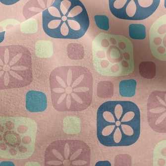 Pink Square Flowers Micro Fleece
