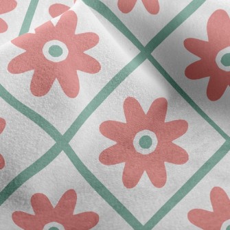 Flowers In Grid Micro Fleece