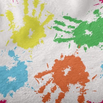 Colorful Handprints Minky