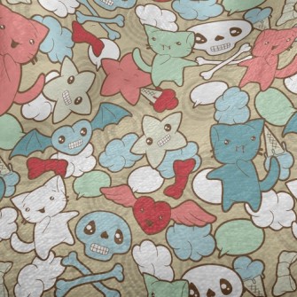 Doodle Cat Skull Minky