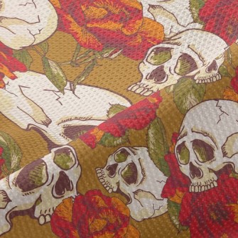 Red Flower Skull Piqué