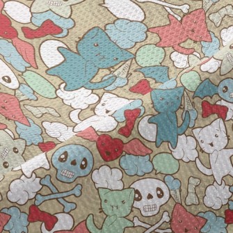 Doodle Cat Skull Piqué