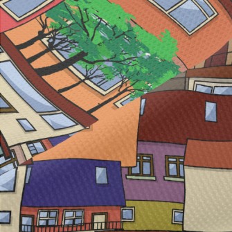 Colorful Houses Piqué