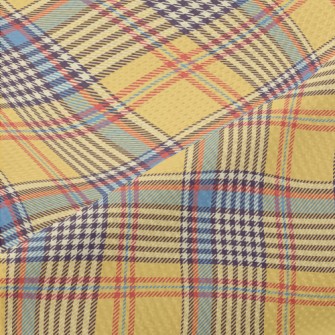 Yellow And Blue Plaid Pattern Piqué