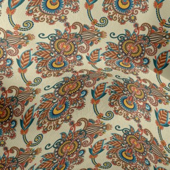Bright Damask Flowers Lightweight Performance Linen