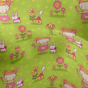 Little Girl And Rabbit Lightweight Performance Linen