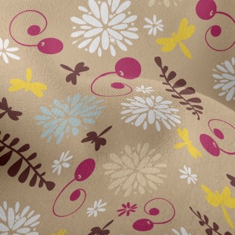 Elegant Flowers And Fruits Lightweight Performance Linen