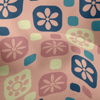 Pink Square Flowers Lightweight Performance Linen