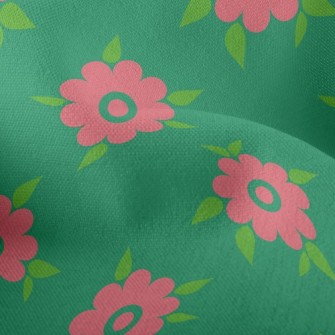 Natural Pink Small Round Flowe Lightweight Performance Linen