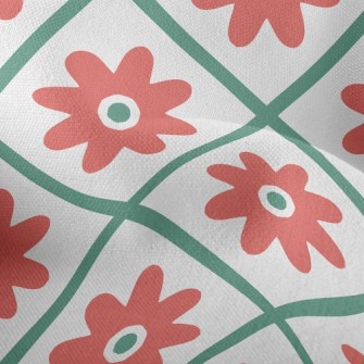 Flowers In Grid Lightweight Performance Linen