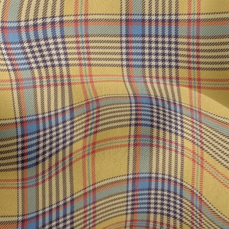 Yellow And Blue Plaid Pattern Lightweight Performance Linen