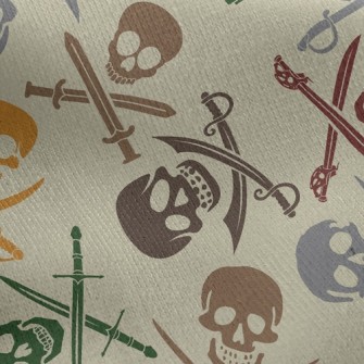 Colorful Pirate Skull Jersey Backed Fleece