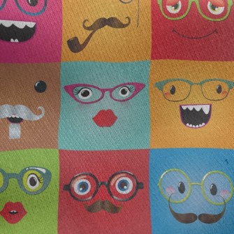 Funny Glasses Face Jersey Backed Fleece