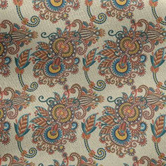 Bright Damask Flowers Jersey Backed Fleece