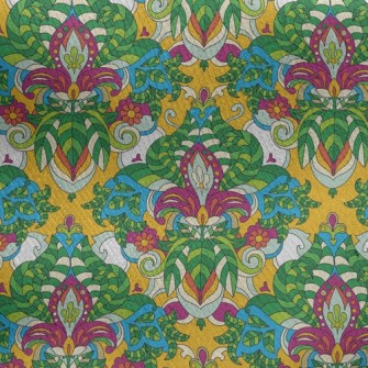 Green Flower Jersey Backed Fleece