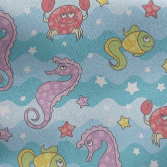 Underwater Animals Jersey Backed Fleece