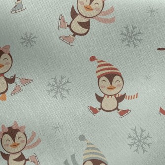 Ice Skating Penguin Jersey Backed Fleece