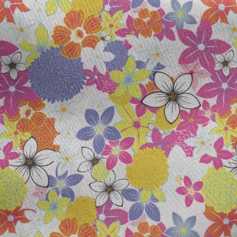 Delicate Blooming Flowers Jersey Backed Fleece