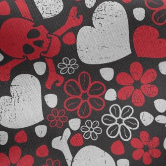 Love Flower Skull Jersey Backed Fleece