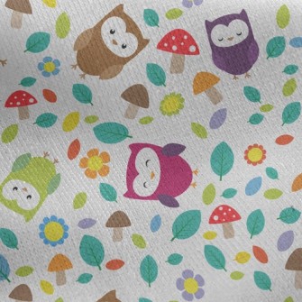 Playful Owl Jersey Backed Fleece
