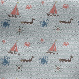Happy Sailing Jersey Backed Fleece