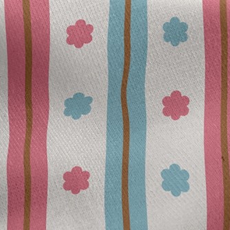Small Flowers And Lines Jersey Backed Fleece