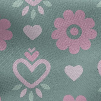 Heart Shaped Round Flower Jersey Backed Fleece