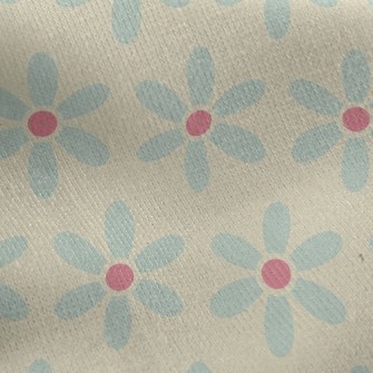 Polka Dot Blue Flower Jersey Backed Fleece